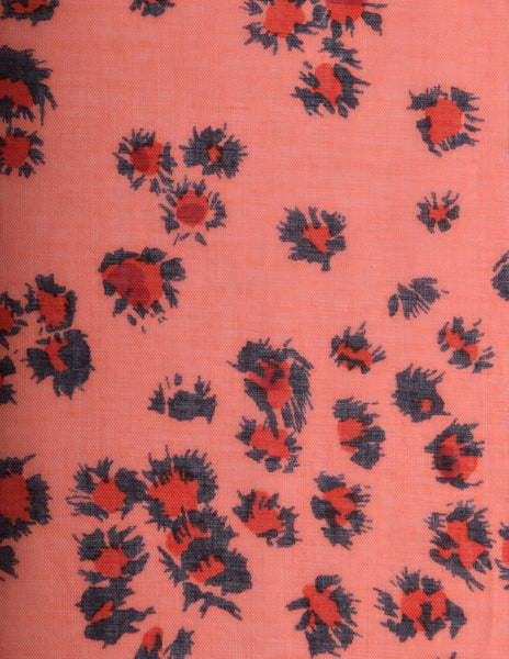 Ungaro Vintage Peach Red Leopard Animal Print Cotton Scarf