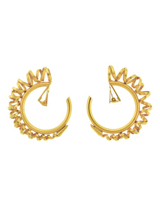 Ugo Correani Vintage 1980s Matte Gold Twisted Spiral Pipe Hoop Earrings