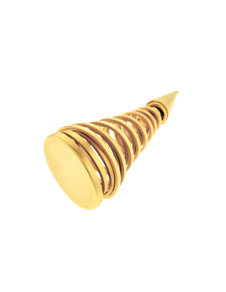 Ugo Correani Vintage 1980s Matte Gold Twisted Spiral Tornado Brooch Pin