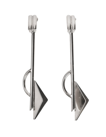 Ugo Correani Vintage Deco Geometric Oversized Silver Earrings
