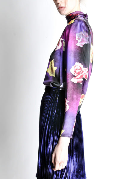 Ungaro Vintage Art Rose Print Top