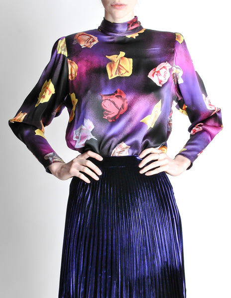Ungaro Vintage Art Rose Print Top