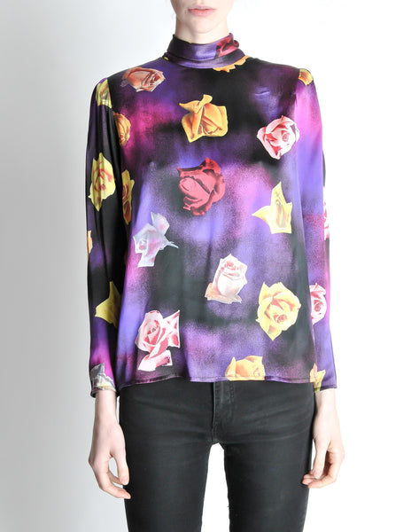 Ungaro Vintage Art Rose Print Top