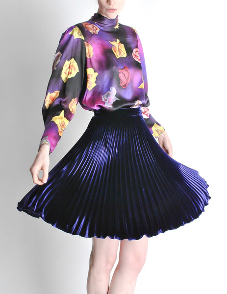 Ungaro Vintage Pleated Purple Velvet Circle Skirt - Amarcord Vintage Fashion
 - 6