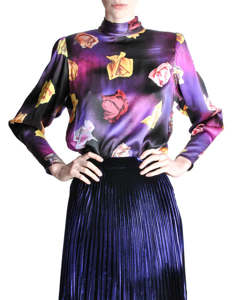 Ungaro Vintage Art Rose Print Top