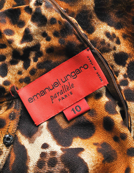 Ungaro Vintage Leopard Print Silk Turtleneck Top