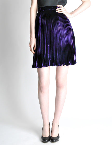 Ungaro Vintage Pleated Purple Velvet Circle Skirt - Amarcord Vintage Fashion
 - 2