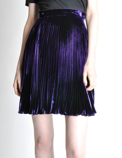 Ungaro Vintage Pleated Purple Velvet Circle Skirt - Amarcord Vintage Fashion
 - 3