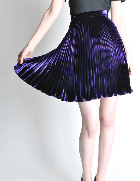 Ungaro Vintage Pleated Purple Velvet Circle Skirt - Amarcord Vintage Fashion
 - 5
