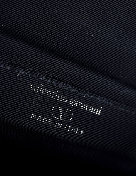 Valentino Vintage Black Rose Quilted Grosgrain Rope Tassel Evening Crossbody Bag