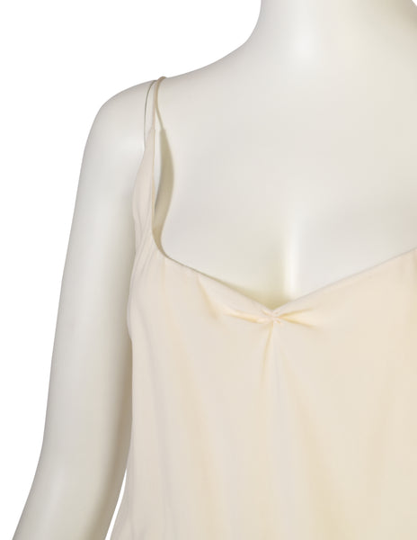 Valentino Vintage Layered Cream Silk Crepe Flowing Dress