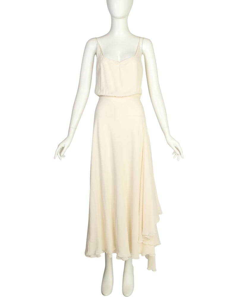 Valentino Vintage Layered Cream Silk Crepe Flowing Dress Amarcord Vintage Fashion Valentino Vintage Layered Cream Silk Crepe Flowing Dress Amarcord Vintage Fashion