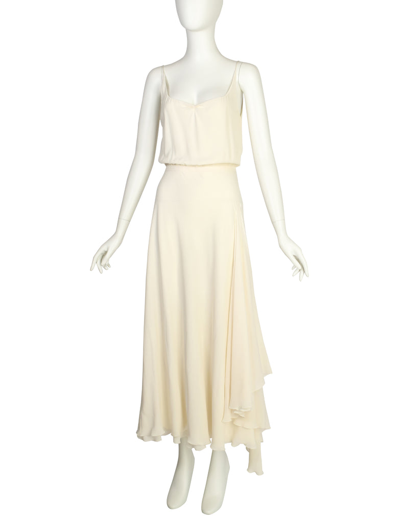 Valentino Vintage Layered Cream Silk Crepe Flowing Dress – Amarcord Vintage Fashion Valentino Vintage Layered Cream Silk Crepe Flowing Dress – Amarcord Vintage Fashion