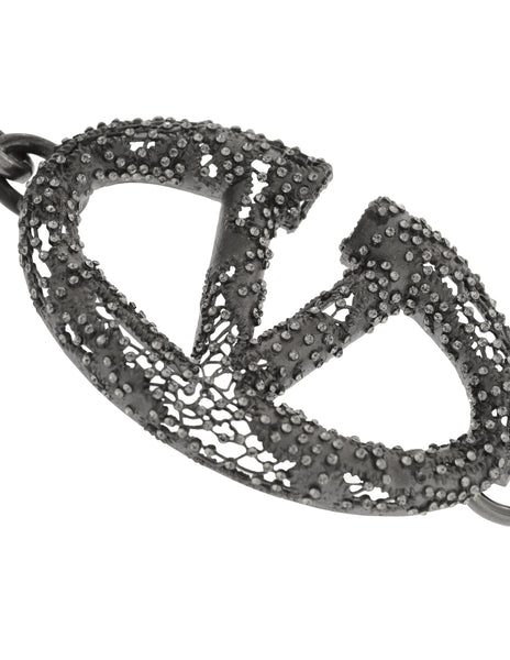 Valentino Vintage Strass V Logo Gunmetal Lace Chain Belt