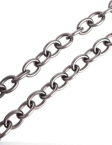 Valentino Vintage Strass V Logo Gunmetal Lace Chain Belt