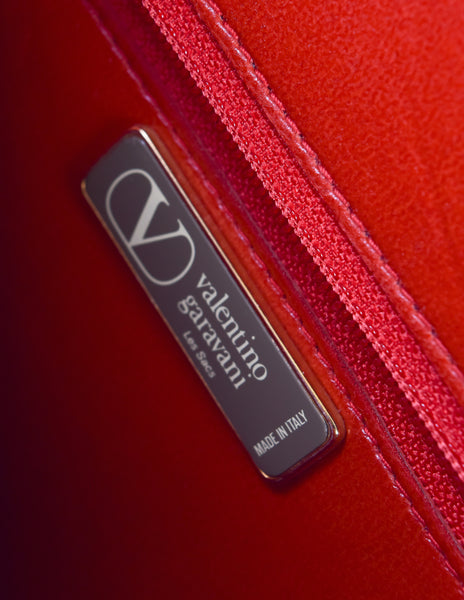 Valentino Vintage 1980s Lipstick Red Leather Gathered Front Crossbody Bag