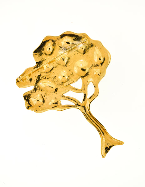 Valentino Vintage Multicolor Gem Rhinestone Encrusted Silver Gold Tree Brooch Pin