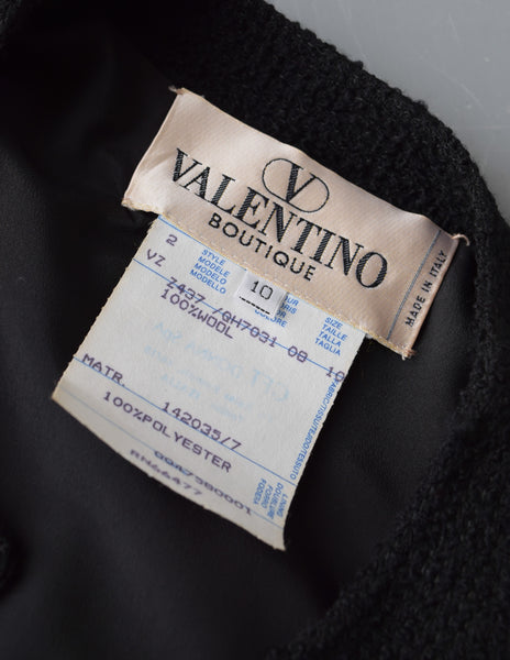 Valentino Vintage Cropped Black Boucle Jacket