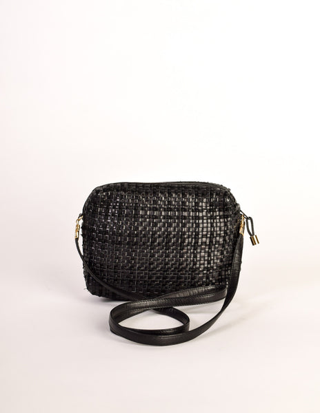 Valentino Vintage Black Woven Leather Crossbody Bag - Amarcord Vintage Fashion
 - 4
