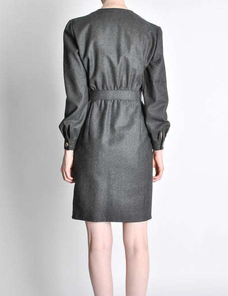 Valentino Vintage Charcoal Grey Wool Dress - Amarcord Vintage Fashion
 - 6
