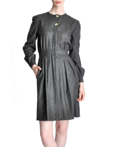 Valentino Vintage Charcoal Grey Wool Dress - Amarcord Vintage Fashion
 - 1