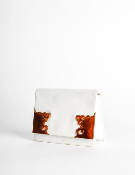 Valentino Vintage White Clutch Bag - Amarcord Vintage Fashion
 - 4