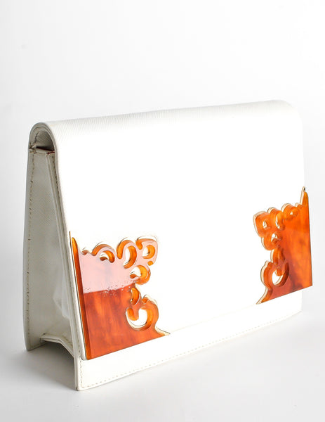 Valentino Vintage White Clutch Bag - Amarcord Vintage Fashion
 - 8