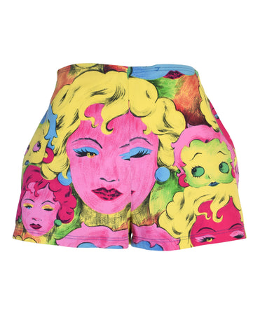 Versace Vintage SS 1991 Pop Art Marilyn Monroe Betty Boop Colorful Print Shorts