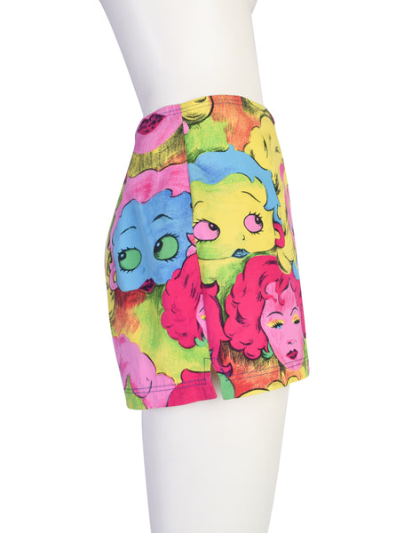 Versace Vintage SS 1991 Pop Art Colorful Print Shorts