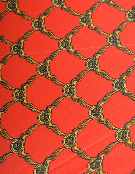 Gianni Versace Vintage Red Gold Medusa Baroque Print Lucite Handle Umbrella