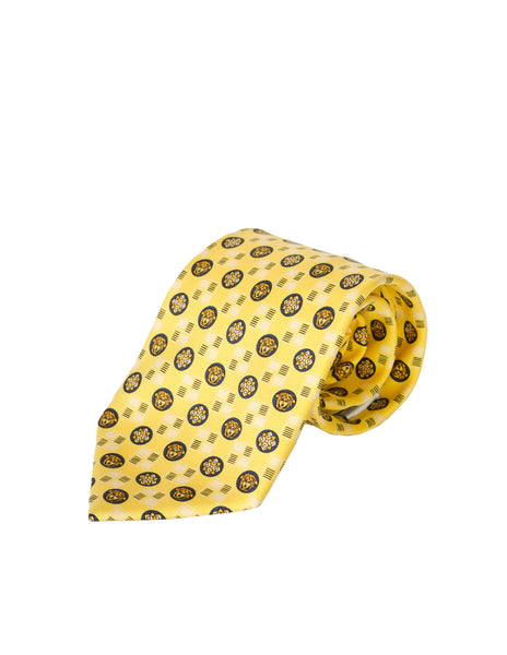 Versace Vintage Yellow and Black Medusa Silk Neck Tie