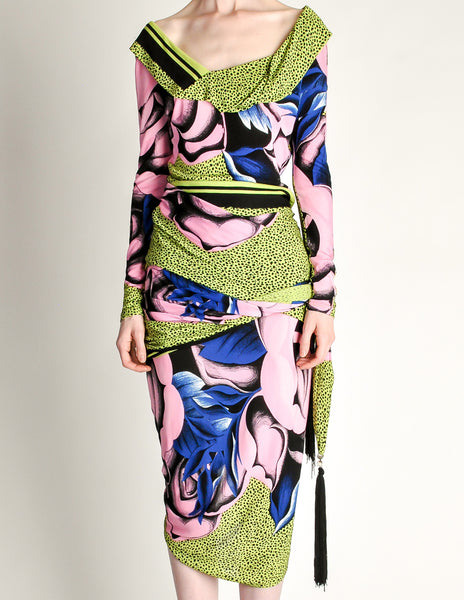 Versace Vintage Graphic Floral Print Top & Skirt Ensemble - Amarcord Vintage Fashion
 - 2