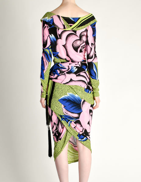 Versace Vintage Graphic Floral Print Top & Skirt Ensemble - Amarcord Vintage Fashion
 - 6