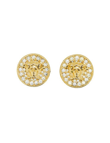 Versace Vintage Medusa Gold Rhinestone Earrings