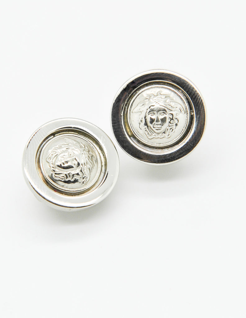 Versace medusa top earrings silver