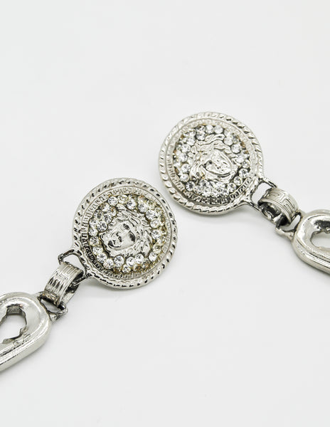 Versace Vintage Giant Silver Medusa Safety Pin Earrings - Amarcord Vintage Fashion
 - 4