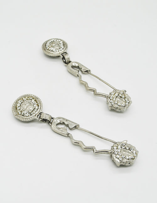 Medusa safety pin drop earrings new arrivals