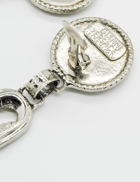 Versace Vintage Giant Silver Medusa Safety Pin Earrings - Amarcord Vintage Fashion
 - 8