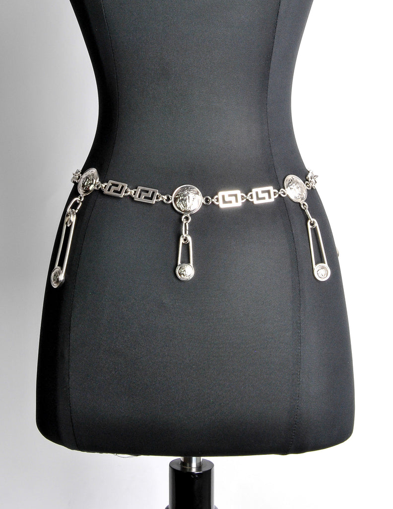 Versace Vintage Silver Medusa Safety Pin Chain Belt – Amarcord Vintage  Fashion