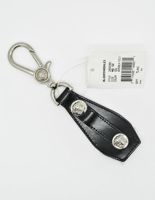 キーケース・キーリング Charm Keychain - Versace - Leather - Black Versace Vintage Black and Silver Medusa Keyring – Amarcord