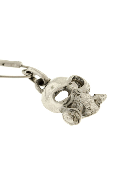 Versus Versace Vintage 1994 Silver Dangling Skull Rose Safety Pin Brooch