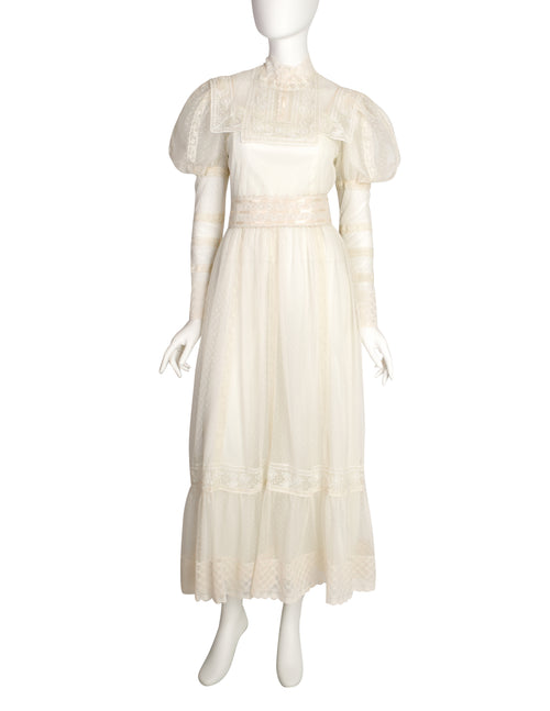 vintage victor costa dress Victor Costa Vintage 1970s Cream Point D'Esprit Embroidered Lace Julie –  Amarcord Vintage Fashion