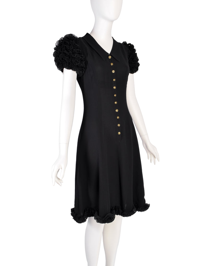 Vintage 1940's Crepe Silk Blush Pleated Dress UK 12 US 8 