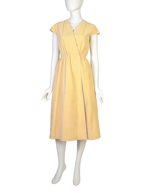 1970s wrap dress Halston Vintage 1970s Iconic Light Yellow Ultrasuede Wrap Dress – Amarcord Vintage Fashion