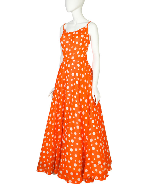 Lanvin Vintage 1973 Red White Polka Dot Chiffon Full Skirt Maxi Dress –  Amarcord Vintage Fashion
