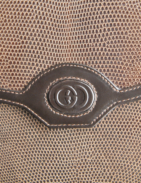 Gucci Vintage Brown Lizard Skin Clutch Bag