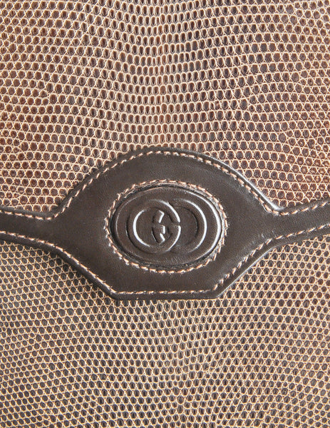 Gucci Vintage Brown Lizard Skin Clutch Bag