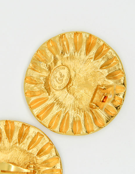 Christian Lacroix Vintage Gold Flower Burst Earrings