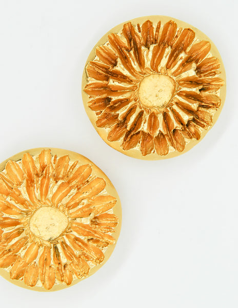 Christian Lacroix Vintage Gold Flower Burst Earrings