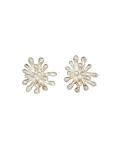 Christian Lacroix Vintage Silver Chrysanthemum Flower Earrings